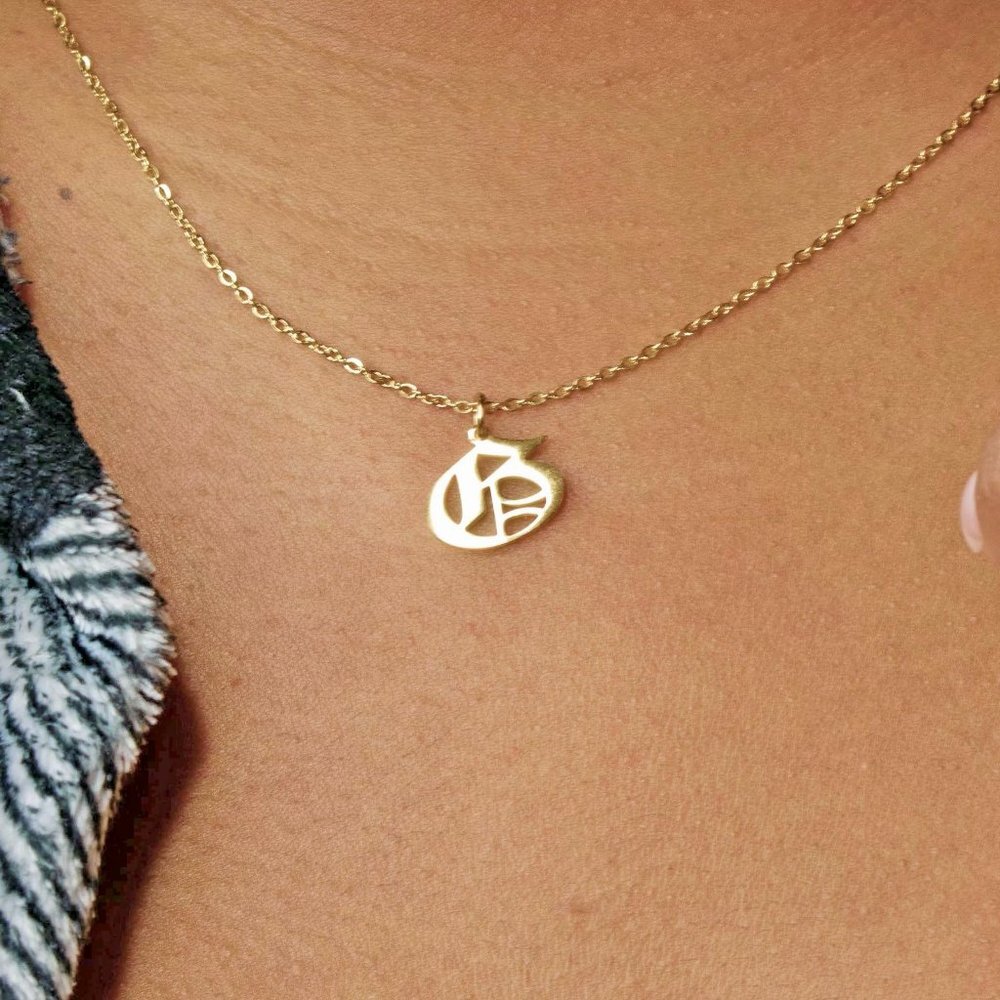 Gold Old English Initial Necklace - Letter G​